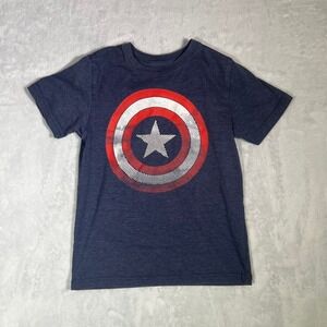 Marvel Captain America Shield T-Shirt Kids Small Blue Short Sleeve Graphic Tee